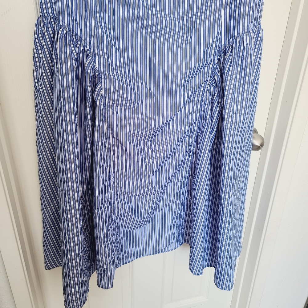 Anthropologie Blue & White Striped V-Neck Midi Sundress - Picture 5 of 10